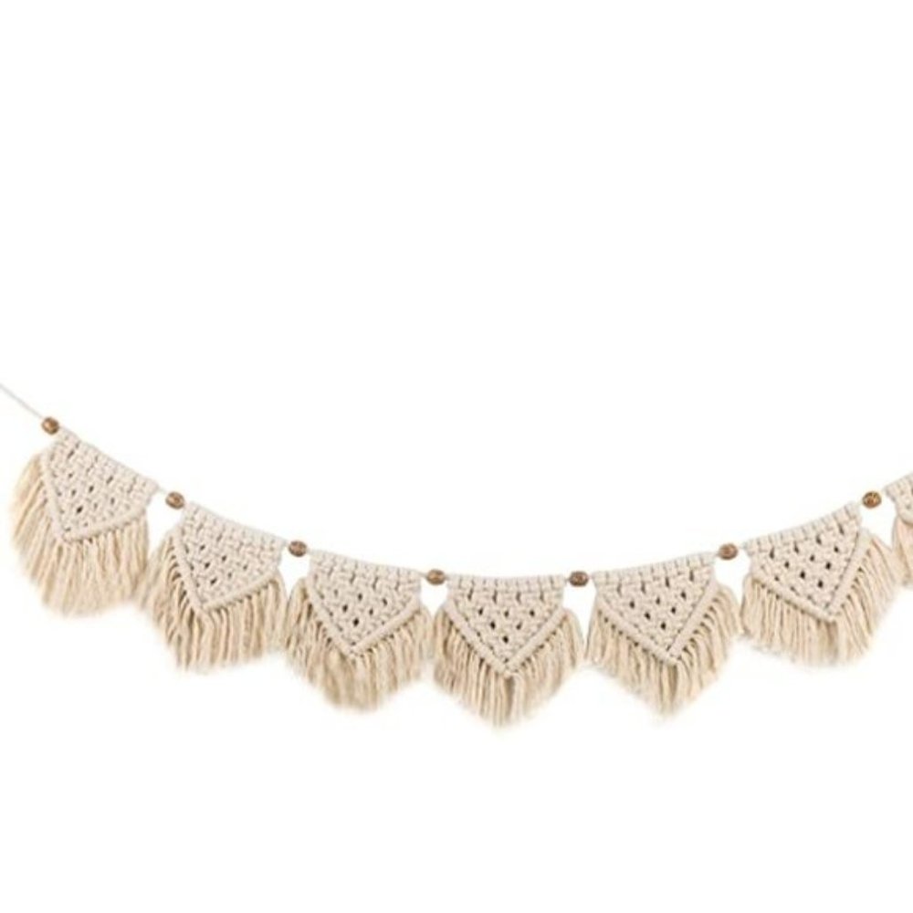 Free People Macrame BOHO Fringe Garland Baner Hang - Picture 6 of 10